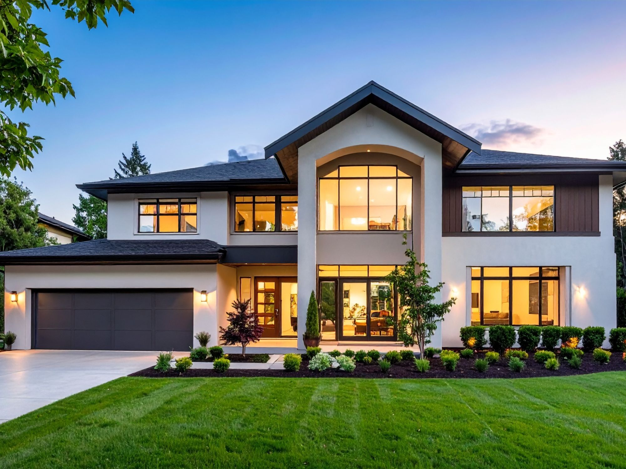 Beautifully manicured lawn with professional landscaping